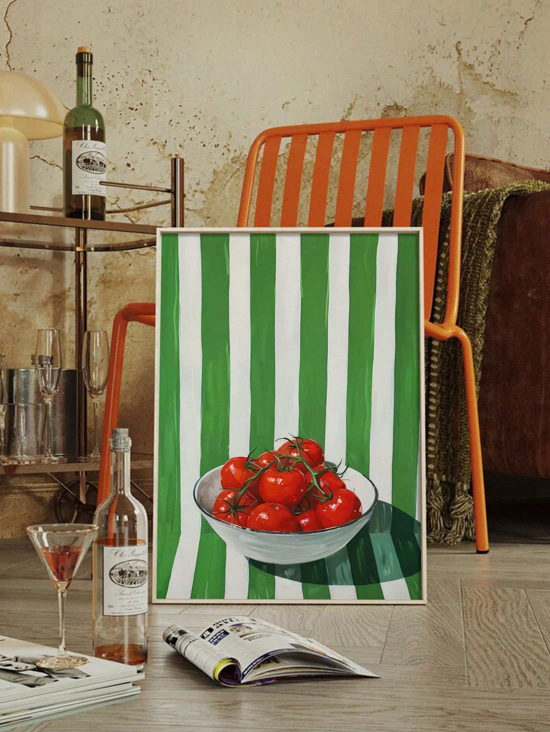 Elevate your home decor with this Modern Tomato Oil Painting Canvas Print. Featuring vibrant, detailed brushwork, this unframed artwork adds a fresh and contemporary touch to kitchens, living rooms, or bedrooms. Its rich colors and textured appearance bring warmth and sophistication, making it an ideal piece for enhancing any interior space with subtle culinary charm.