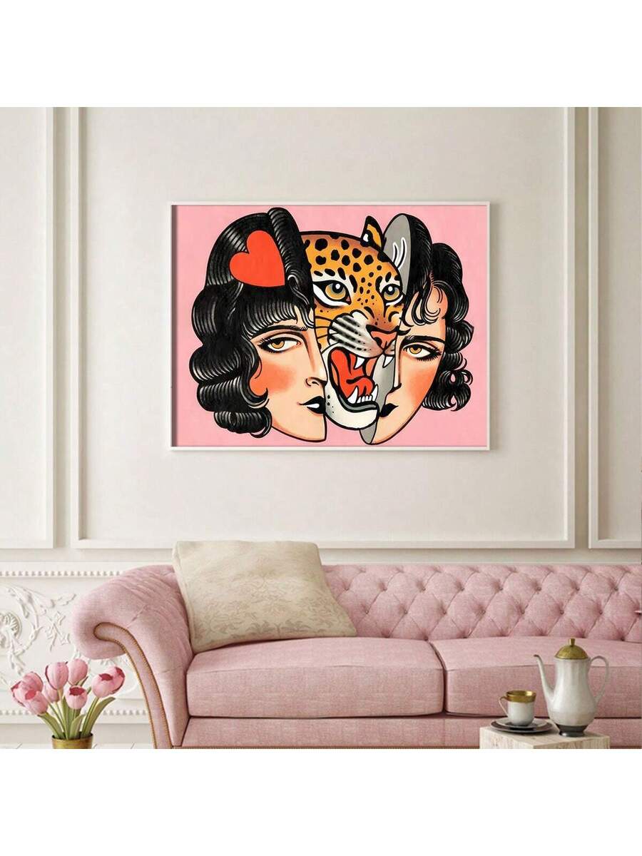 Framed kitten wall art option shown in room setting