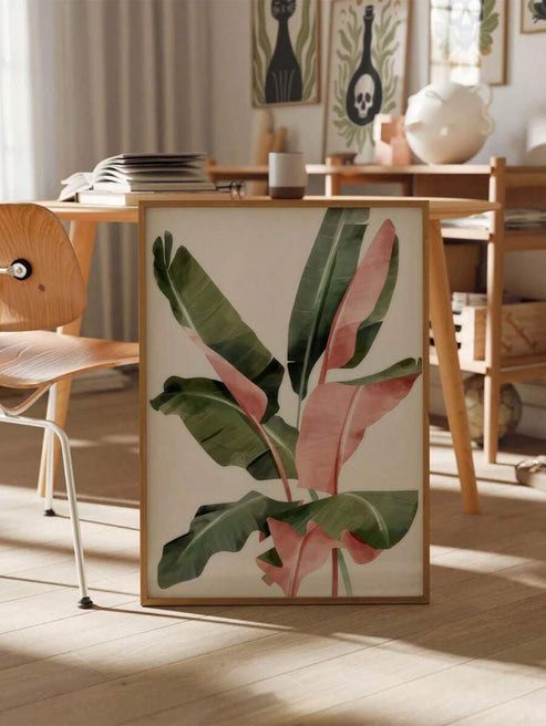 Green plant canvas poster for a natural living room, bedroom, or hallway interior