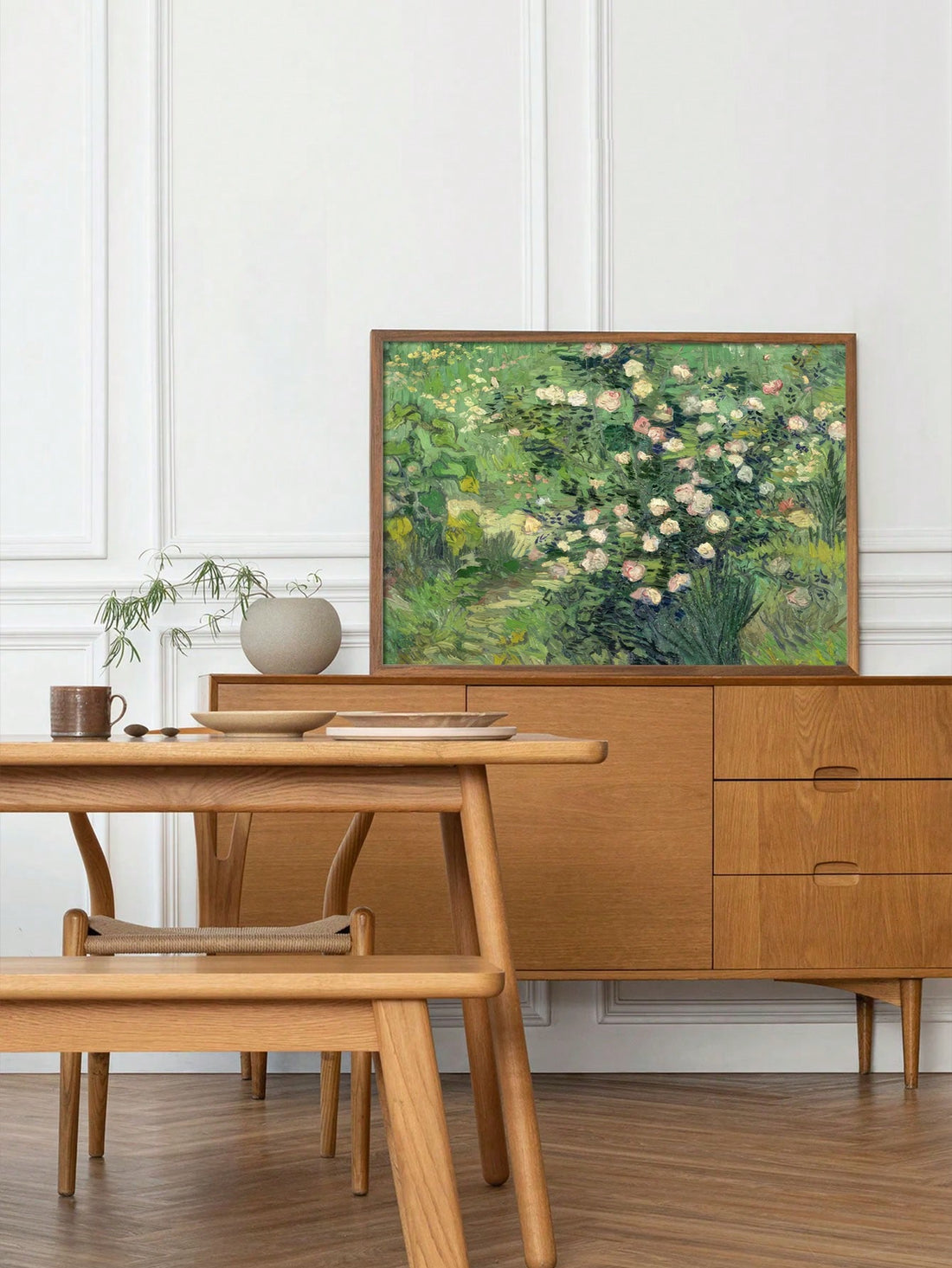 Experience the beauty of Van Gogh's work with our Van Gogh-Inspired Roses Canvas Art Print. This French Impressionist wall decor will elevate the look of your living room and bedroom. Featuring vibrant colors and stunning details, this art print will add a touch of elegance and sophistication to any space.