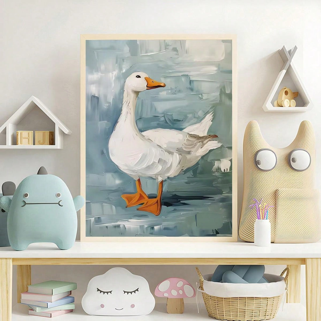 Elevate your home décor with our Whimsical Watercolor Duck Print canvas wall art. Featuring a vibrant and playful design, this print adds a touch of charm to any room. Made with high-quality materials, it is a durable and stylish addition to your space. Bring joy and color to your walls with this unique art piece.