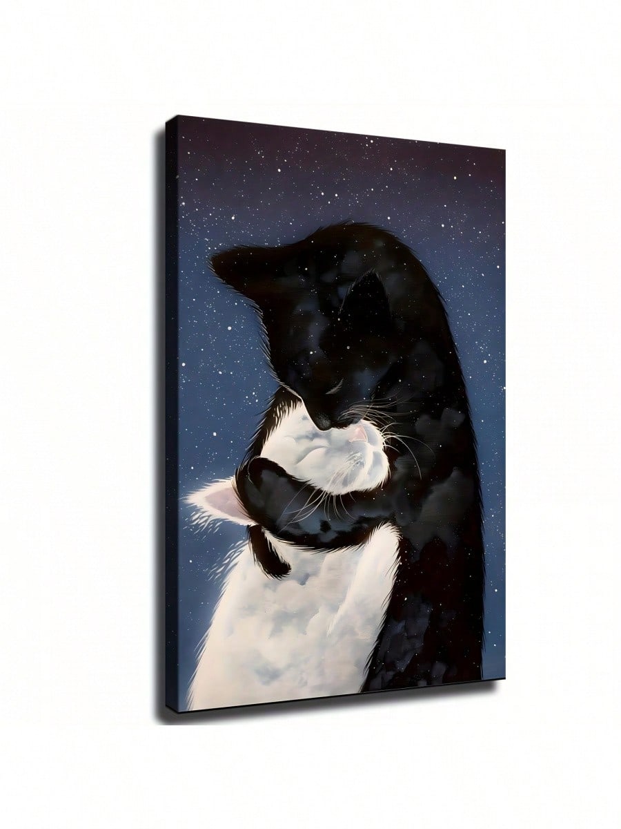 This sweet canvas poster features lovely cats in a loving embrace, perfect for adding a touch of cuteness to any nursery decor. Made with durable and high-quality materials, this wrapped canvas will not only add charm to your space, but also stand the test of time.