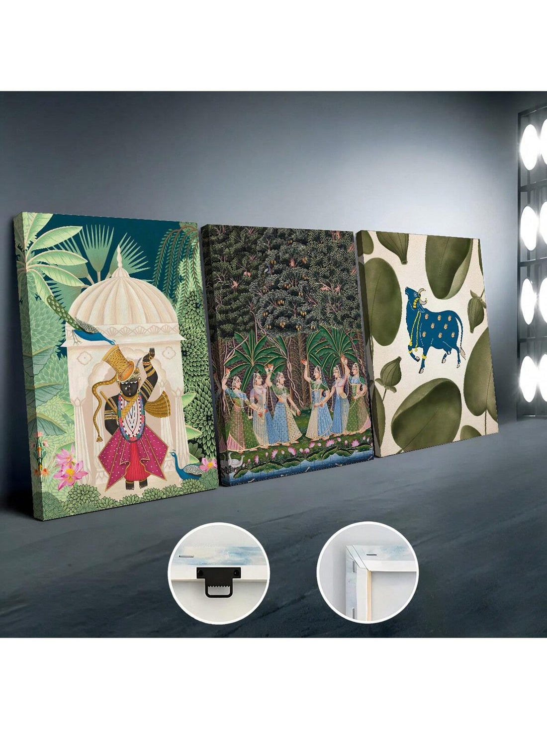 Discover the perfect combination of vintage folk art and royal elegance with our 3-piece canvas art set. Each piece comes ready-to-hang and is framed for easy display. Bring a touch of history and culture to your home decor.