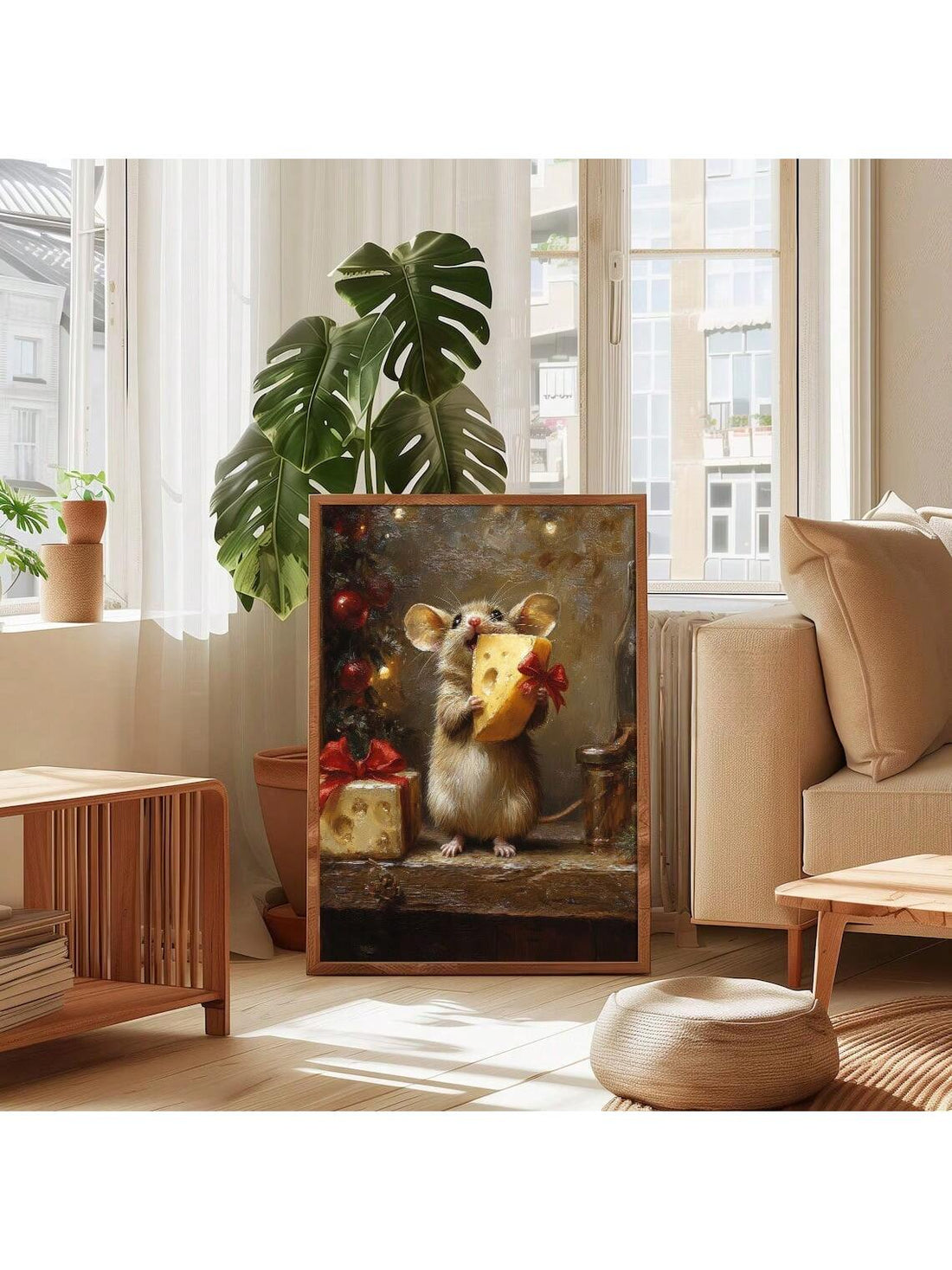 Celebrate the season with this enchanting vintage-inspired mouse Christmas art poster, a delightful fusion of nostalgic charm and festive spirit. This whimsical canvas print features intricate details that capture the magic of holiday traditions through a playful, timeless lens. Perfect for collectors of unique décor, it adds character and warmth to any room—from cozy living spaces to creative studios. The soft, muted palette complements both traditional and eclectic interiors, making it an ideal choice for