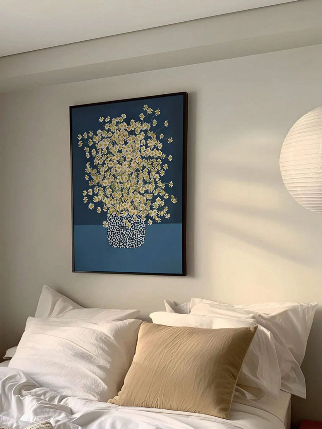 This elegant botanical wall art features a charming chamomile flower print on a canvas, adding a touch of sophistication to your home decor. The high-quality printing brings the beauty of nature to your walls, creating a tranquil atmosphere. Perfect for any room in your home, this canvas print is a timeless addition to your interior design.