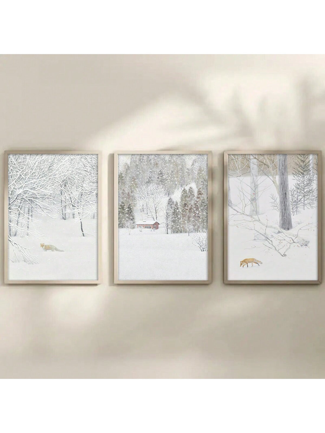 This charming 3-piece canvas art set captures the beautiful scene of a fox in a snowy winter wonderland. Perfect for adding a touch of nature and whimsy to any room. Made with high-quality materials, these pieces are durable, vibrant, and make for a stunning addition to any home decor.