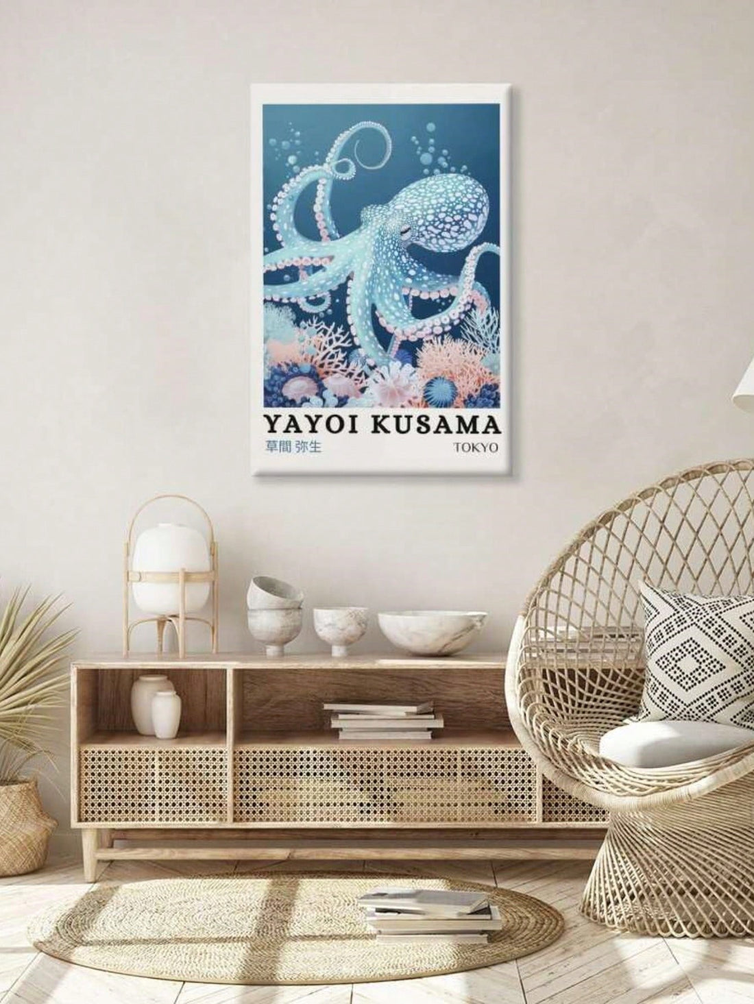 Enhance your vintage gallery decor with our Retro Yayoi Kusama Colorful Wave Poster. This abstract Japanese wall art features vibrant colors and a unique design, adding a touch of modernity to any space. Made with high-quality materials, this poster will elevate your home or office with its retro charm.