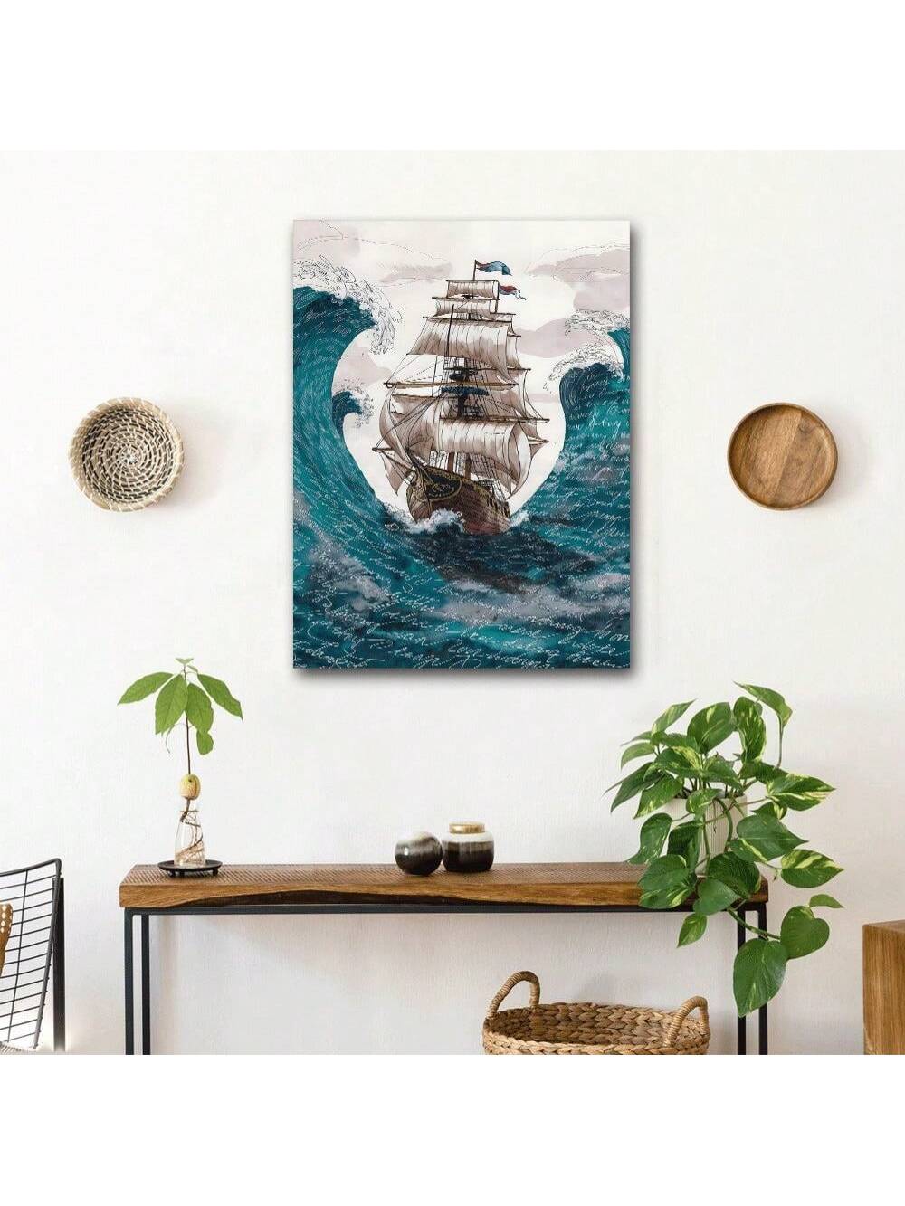 Coastal Serenity: Framed Vintage Sailboat Canvas Art for Nautical-Inspired Spaces