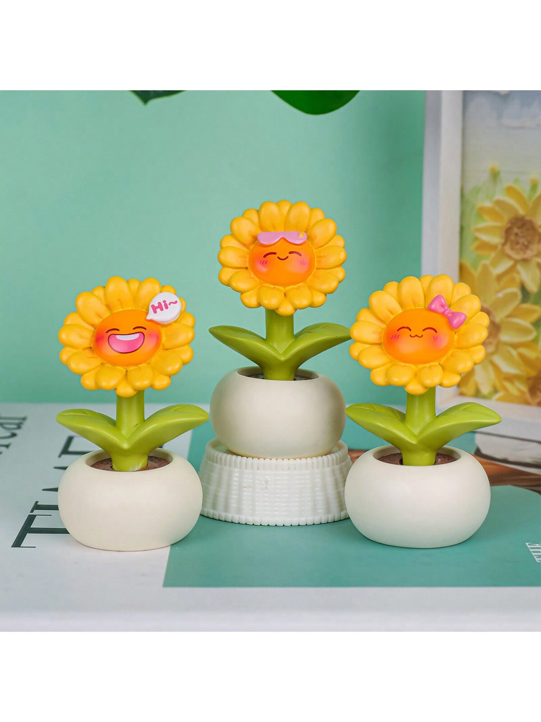 Add a touch of nature to your workspace with our Charming Sunflower Resin Desk Ornament. Crafted from high-quality resin, this creative potted plant decor features a lifelike sunflower design that will bring a sense of peace and tranquility to your desk. Elevate your work environment with this charming addition.