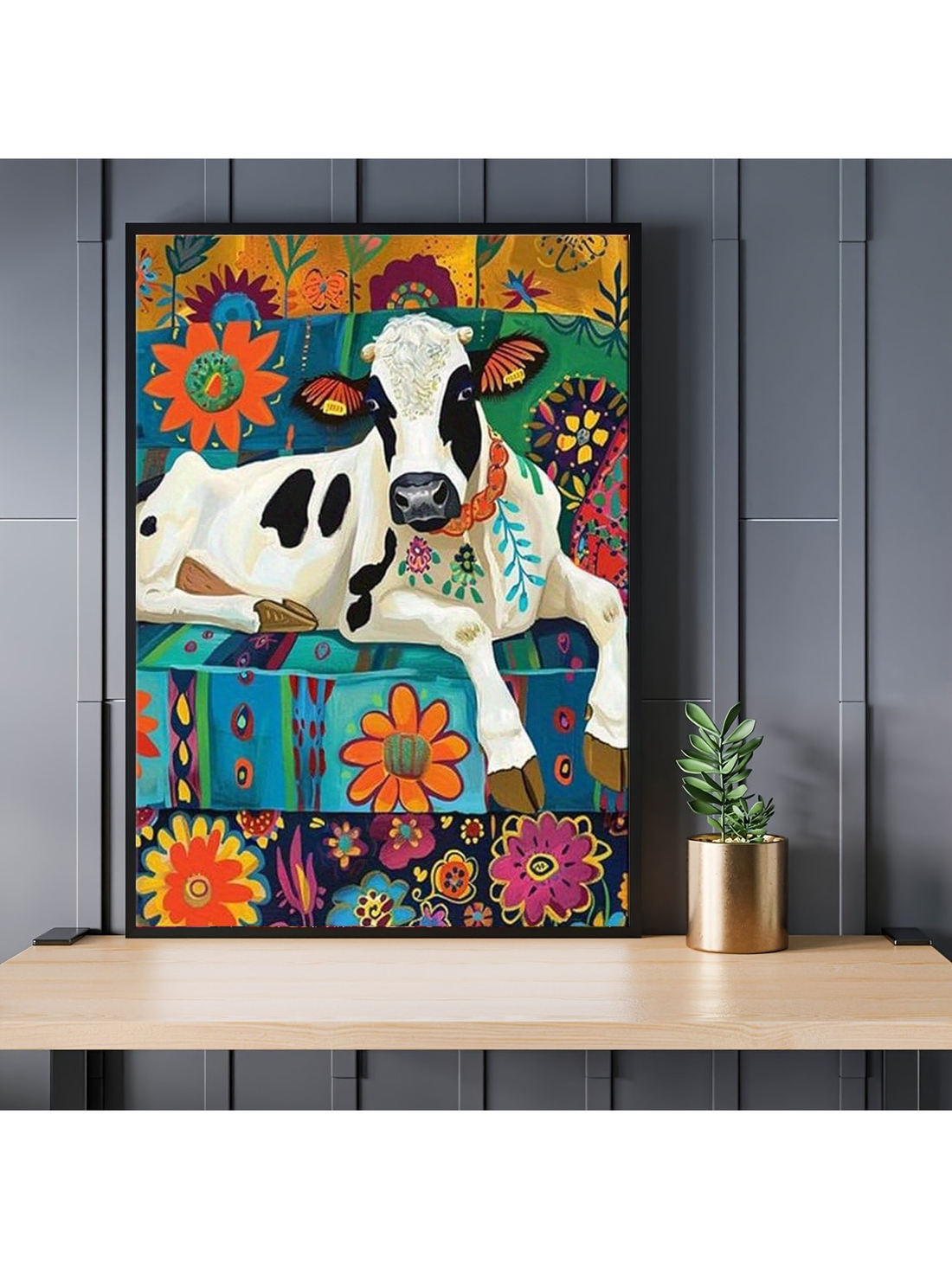 Introduce a touch of rustic charm to your living space with our Charming Farmhouse Cow Canvas Art. This stylish wall decor adds character to any room, making it the perfect addition for your home decor. Made with premium canvas, it comes ready to hang and does not require a frame.