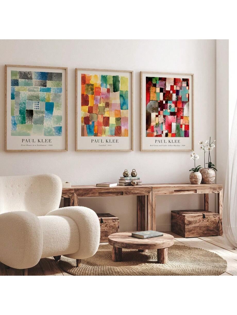 Add a touch of Paul Klee's unique style to your living space with this abstract canvas art set. Featuring colorful geometric designs, this wall decor will elevate any modern interior. Made with premium materials, it is a stunning addition to any home or office.