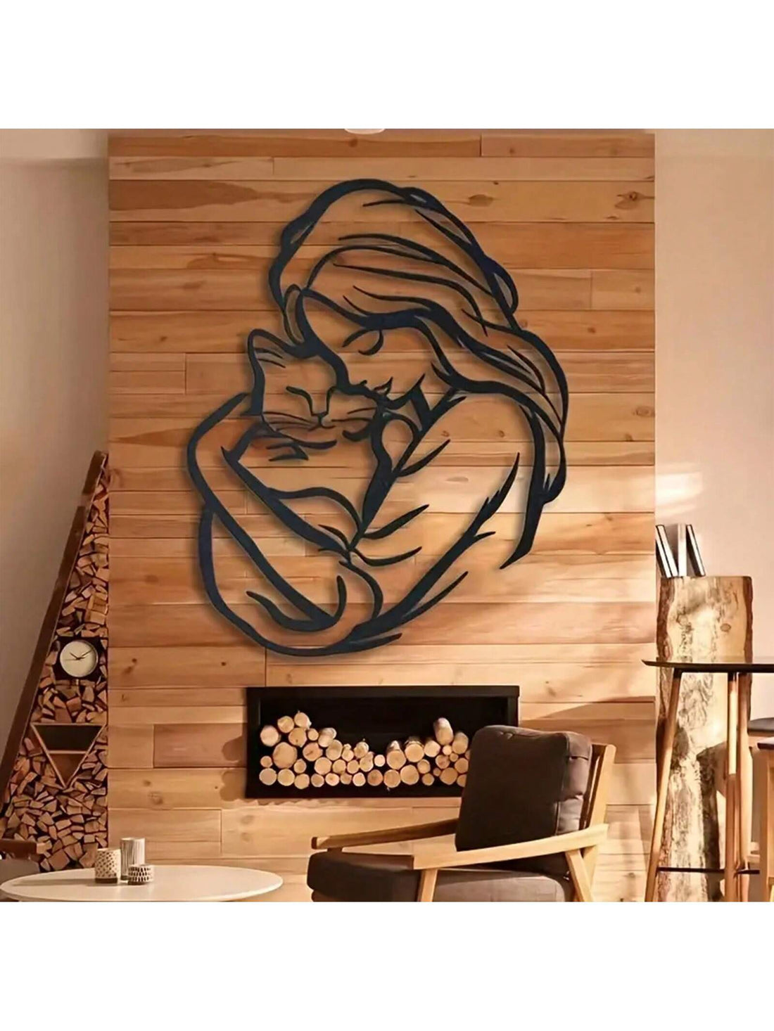 Elevate your home decor with our Elegant Cat Embrace Wall Art. Perfect for cat lovers, this silhouette design adds a touch of sophistication to any room. Made with high-quality materials, it makes for the perfect gift or home accent. Show your love for felines with this elegant piece.