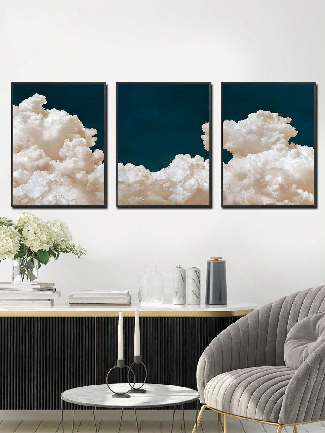 Introduce a sense of calm and tranquility into your home or office with Serene Skies: 3-Piece Unframed Canvas Poster Set. These modern white cloud posters will elevate any room while promoting a peaceful atmosphere. Made with high-quality materials, these posters are durable and long-lasting.