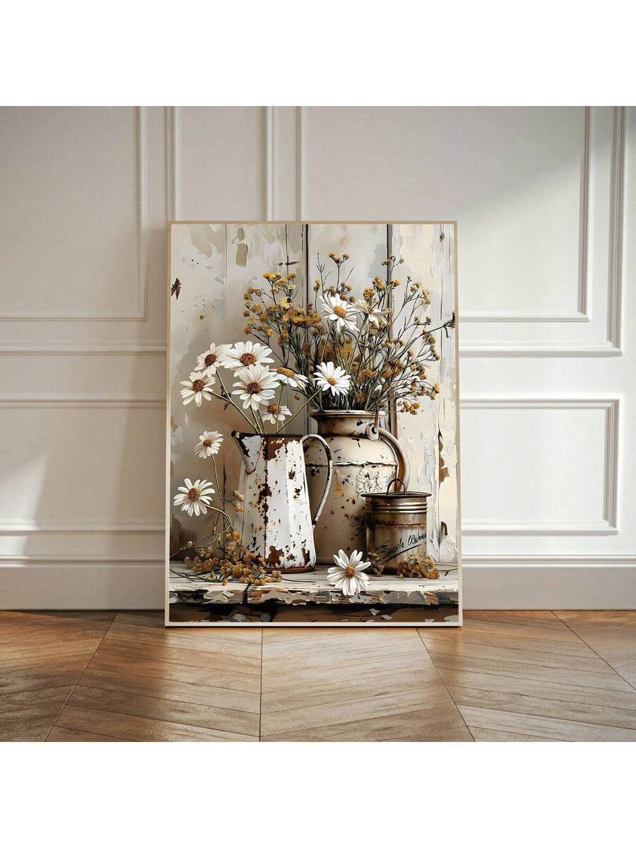 Bring timeless elegance to your home with this vintage floral oil painting on canvas. Featuring rich, multicolor blooms rendered in classic style, this piece captures the charm of countryside farmhouse aesthetics. The versatile design complements living rooms, bedrooms, kitchens, and dining spaces alike. Available in both framed and unframed options to suit your décor preferences.