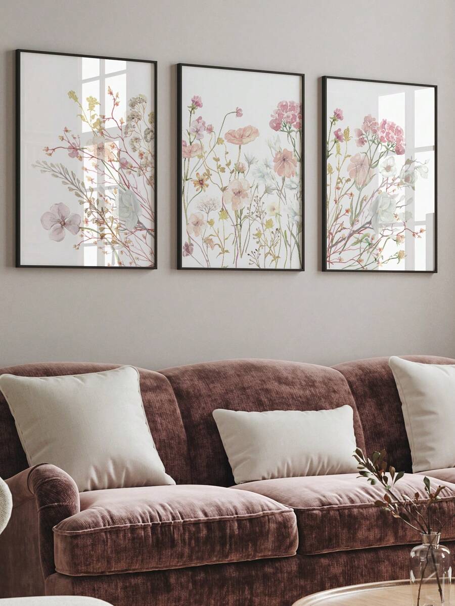 Transform your space with this stunning 3-piece pink wild flower canvas art set. Featuring delicate floral designs in soft pink tones, this modern collection brings elegance and charm to any room. Crafted from high-quality canvas with waterproof properties, each piece is available as either framed or unframed to suit your décor style. Perfect for bedrooms, living rooms, or dining areas, this versatile set adds a touch of botanical beauty and contemporary sophistication to your home.