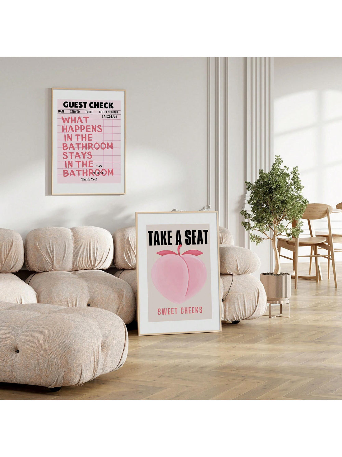 Add a playful touch to your bathroom with this set of retro-inspired canvas art featuring cheeky phrases like "Take A Seat Sweet Cheeks" and "Nice Bum." Designed to bring humor and personality to your restroom decor, these prints are perfect for lightening the mood while adding vintage charm. Durable and easy to hang, they make a fun statement piece that sparks smiles and compliments. Ideal for anyone seeking to blend classic style with a witty twist in their home.