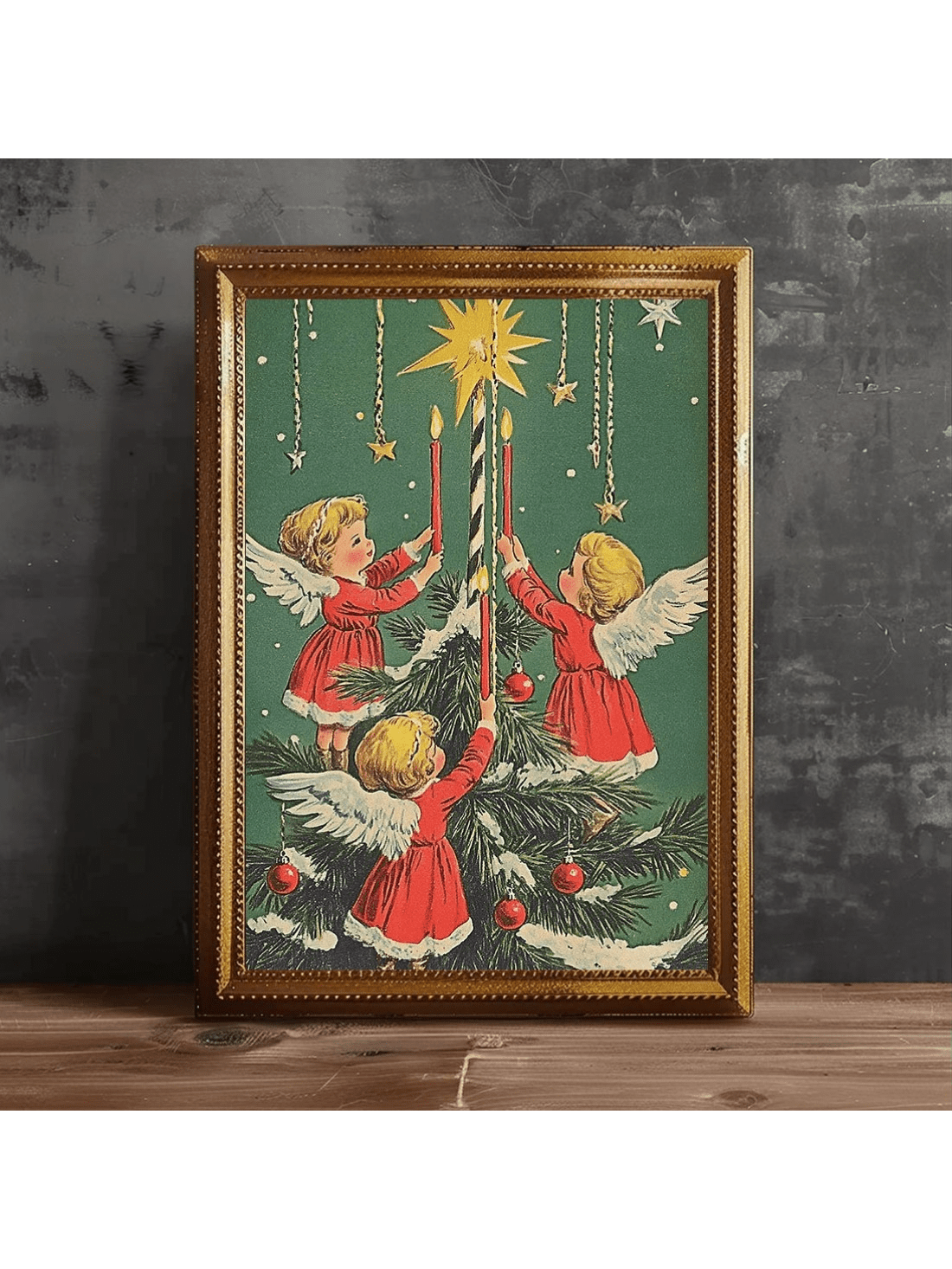 Transform your home into a cozy and festive space with our Vintage Christmas Angel Candle Wall Art. This canvas decor piece features a beautiful angel holding a candle, adding a touch of nostalgia to your holiday decor. With no frame, it's perfect for hanging on any wall.