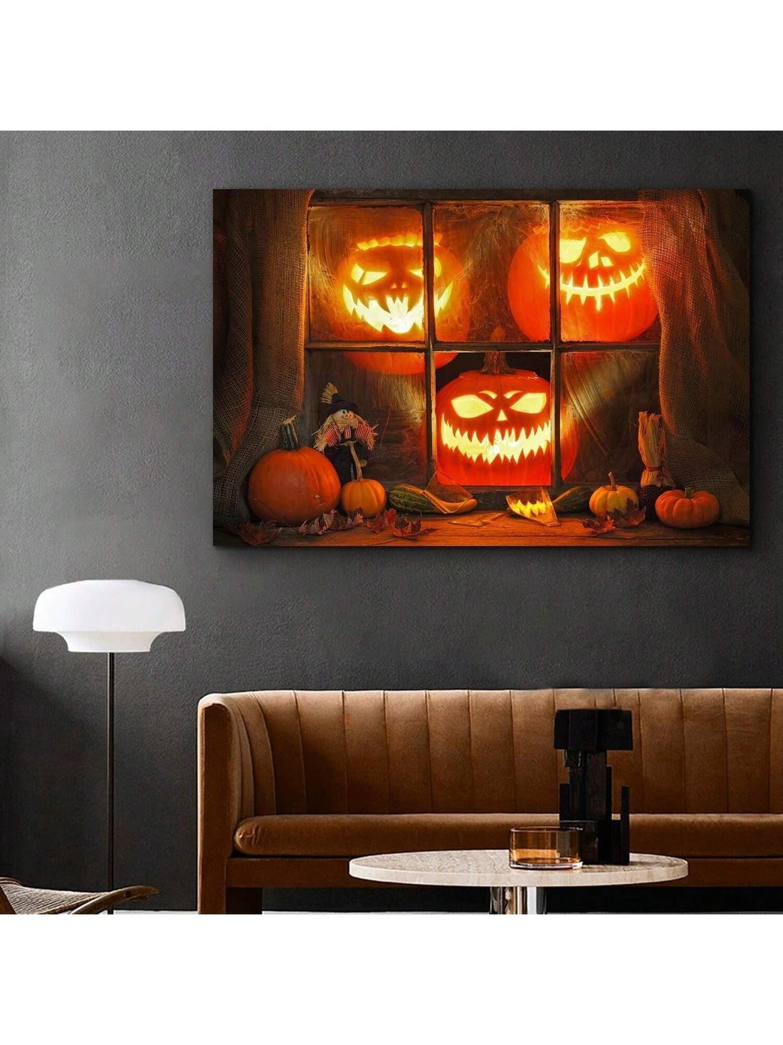 Elevate your Halloween decor with Spooky Serenity: Framed Canvas Poster. The HD print features a captivating pumpkin design, adding a touch of enchantment to any space. Let this high-quality framed artwork bring a spooky serenity to your home this season.