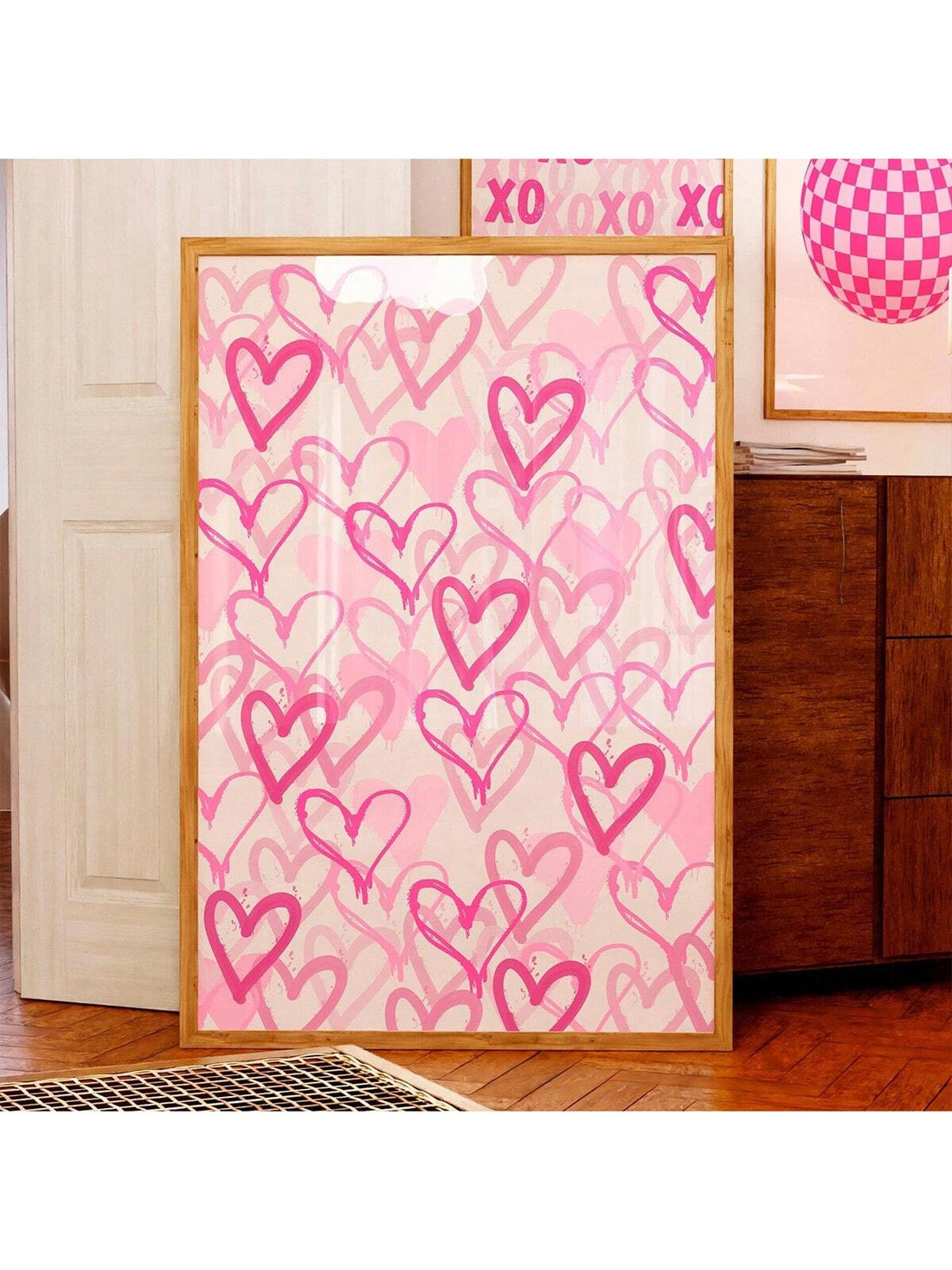 Elevate your college décor with this chic pink heart canvas wall art. The abstract graffiti design adds a stylish touch to any room. The framed canvas provides a modern look and durable structure. Perfect for any college student looking to add a pop of color and personality to their living space.