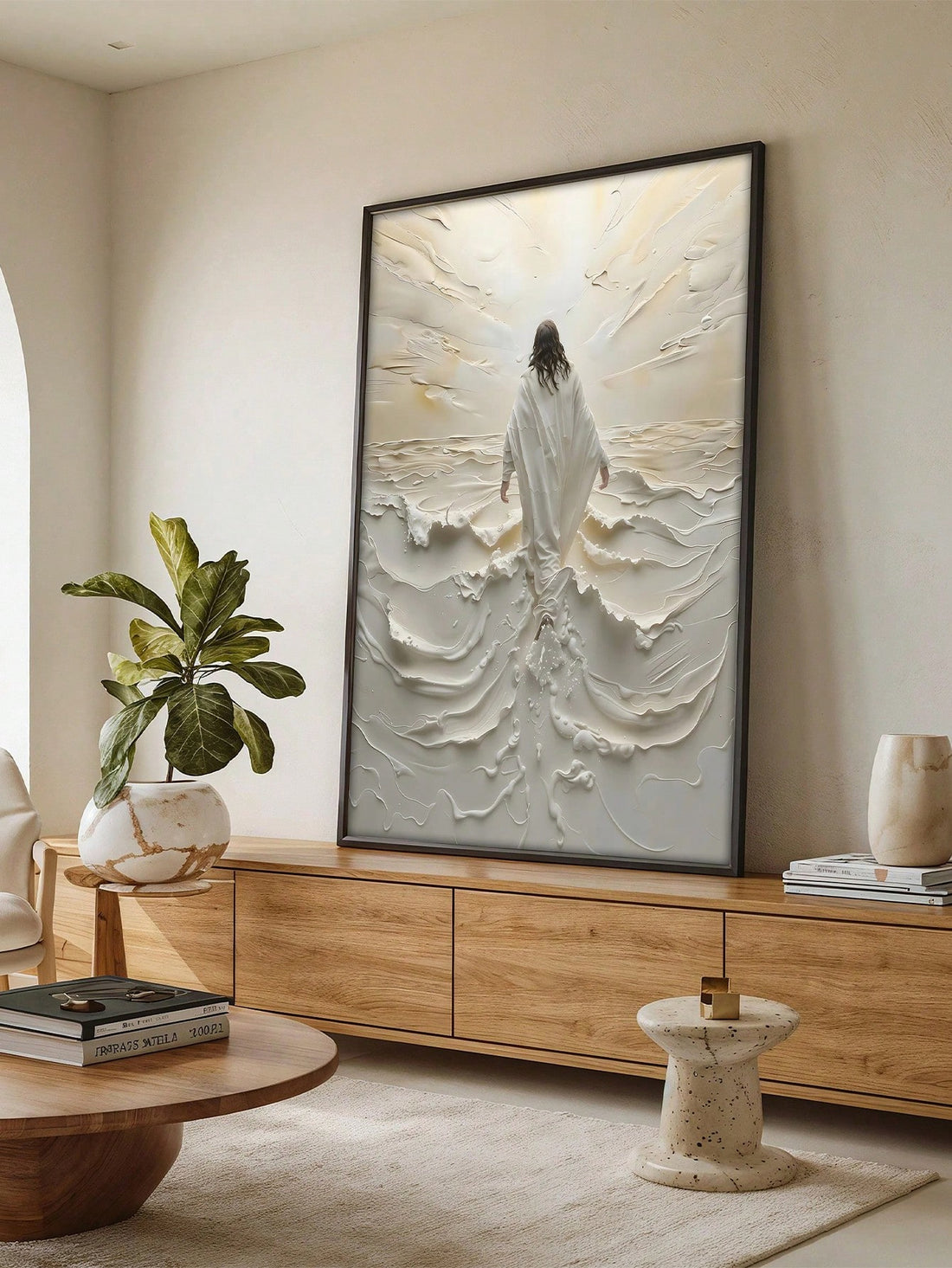 Capture a moment of faith and inspiration with the Divine Light: Jesus Walking on Water Canvas Poster. This high-quality spiritual wall decor brings a serene and powerful depiction of Jesus’ miraculous walk on water, making it a meaningful addition to any Christian home or sacred space. Perfect as a thoughtful gift, this canvas poster serves as a daily reminder of hope, strength, and divine presence. Its durable fabric and vivid printing ensure lasting beauty for your spiritual environment.