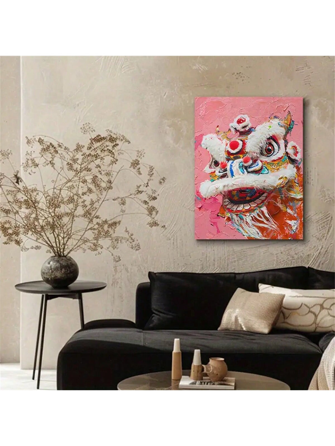 Add a festive touch to your home or office with our vibrant New Year Lion Dance Canvas Art. This frameless wall decor captures the energy and excitement of the traditional dance, bringing good luck and prosperity to any space. Celebrate the new year with this colorful and expertly crafted piece.