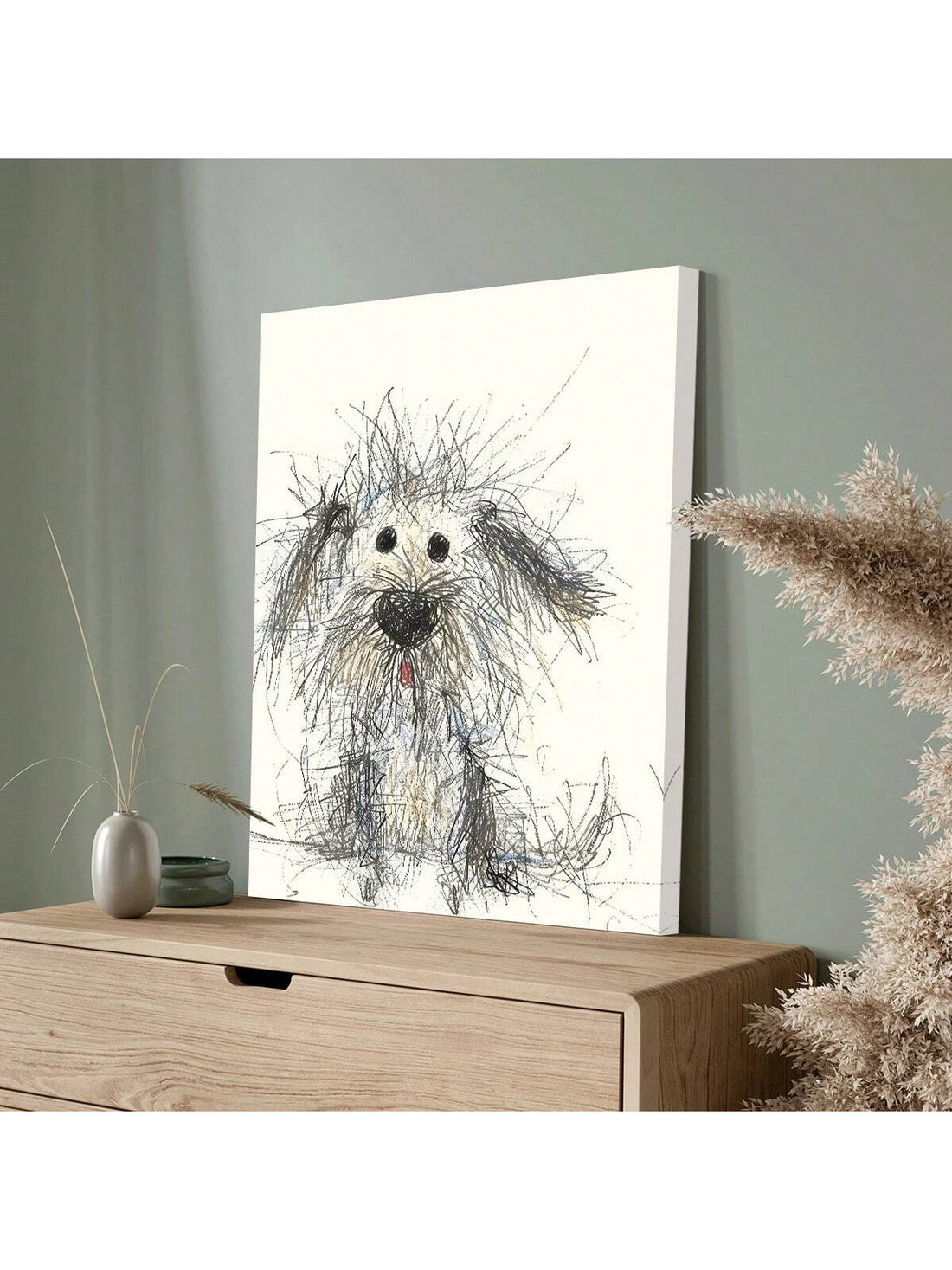 Enhance the charm of your home or office decor with our Charming Scrawled Puppy Canvas Print. This black framed wall art captures the playful nature of puppies, bringing a sense of joy and warmth to any space. Expertly crafted with high-quality materials, it's the perfect addition to any art collection.