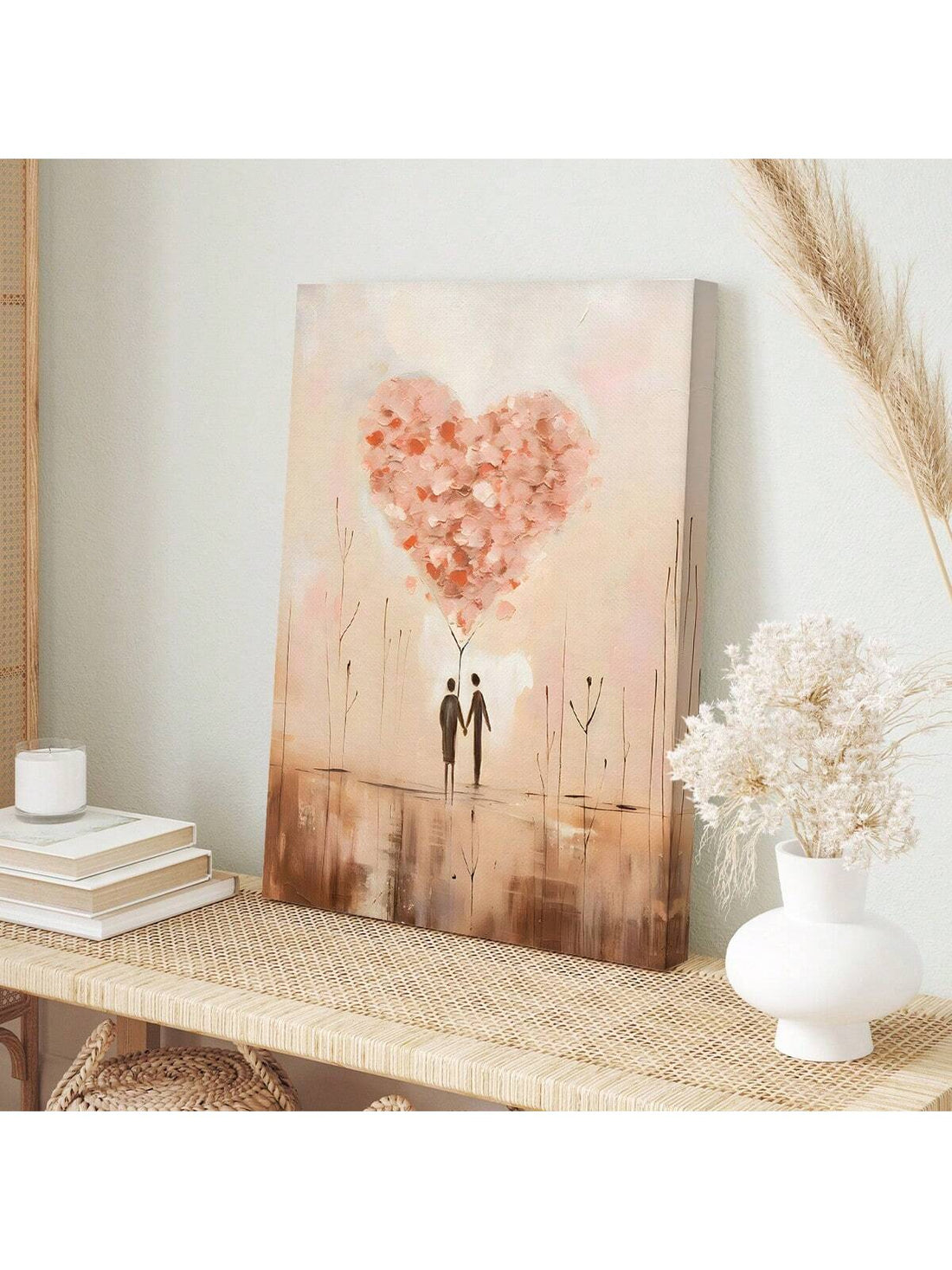 Add a touch of romance to your home with our Romantic Heart Print Wall Art. This Valentine's Day Canvas Decor features a beautiful heart design that will set the mood for a special occasion. Made with high-quality materials, it's a perfect addition to any wall.