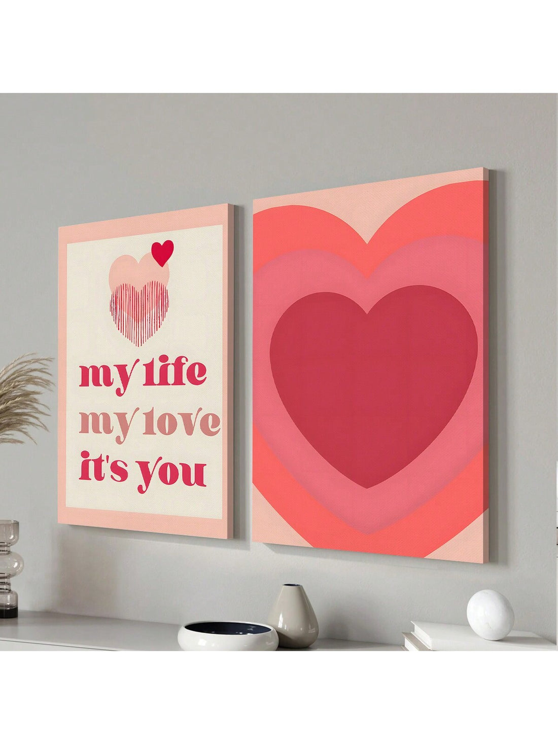 Bring love into your home with our 2-piece Valentine's Day wall art set. Beautifully crafted frames with heartfelt designs make for perfect home decor. Elevate the ambiance of any room with this love-inspired artwork. Show your affection with a thoughtful and stylish addition to your home.