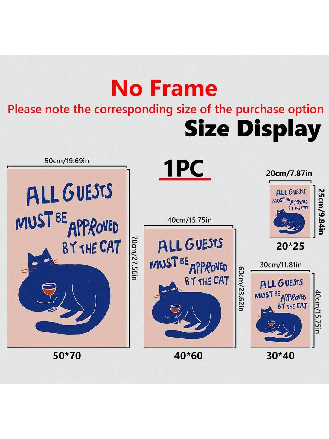 This 'All Guests Must Be Approved' framed print is the perfect addition to any cat lover's home. Featuring whimsical canvas art, it is a fun and playful way to showcase your love for felines. With its cat-approved message, it adds a touch of humor to any room. A must-have for any cat owner.