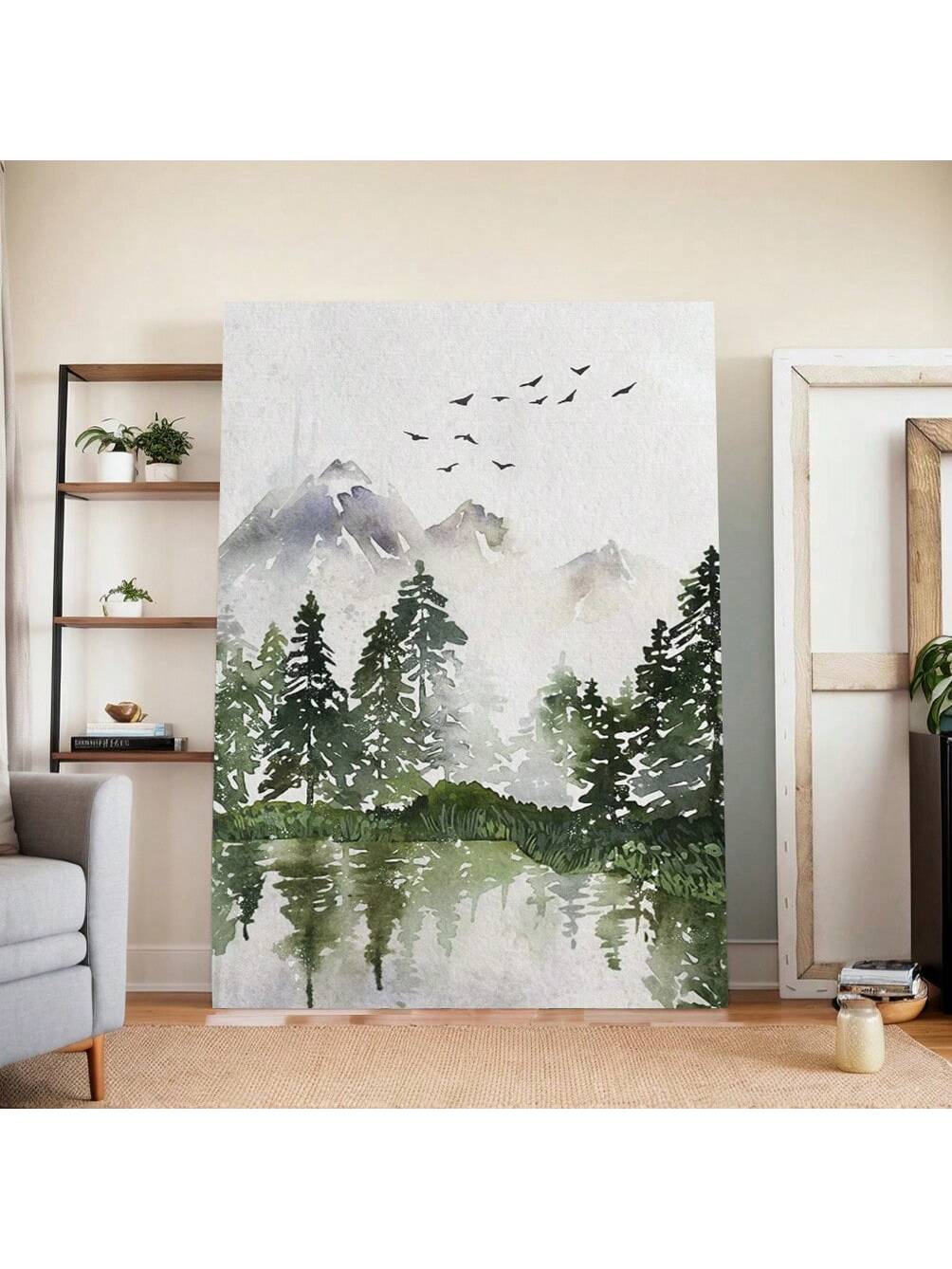 Elevate your living space with this Pastel Watercolor Woodland Canvas Art, featuring a serene misty mountain forest scene. Its soft pastel hues and delicate brushwork bring a calming, natural ambiance to modern interiors. Perfect for adding subtle color and a touch of nature-inspired elegance, this canvas art complements minimalist and contemporary decor styles with refined sophistication.