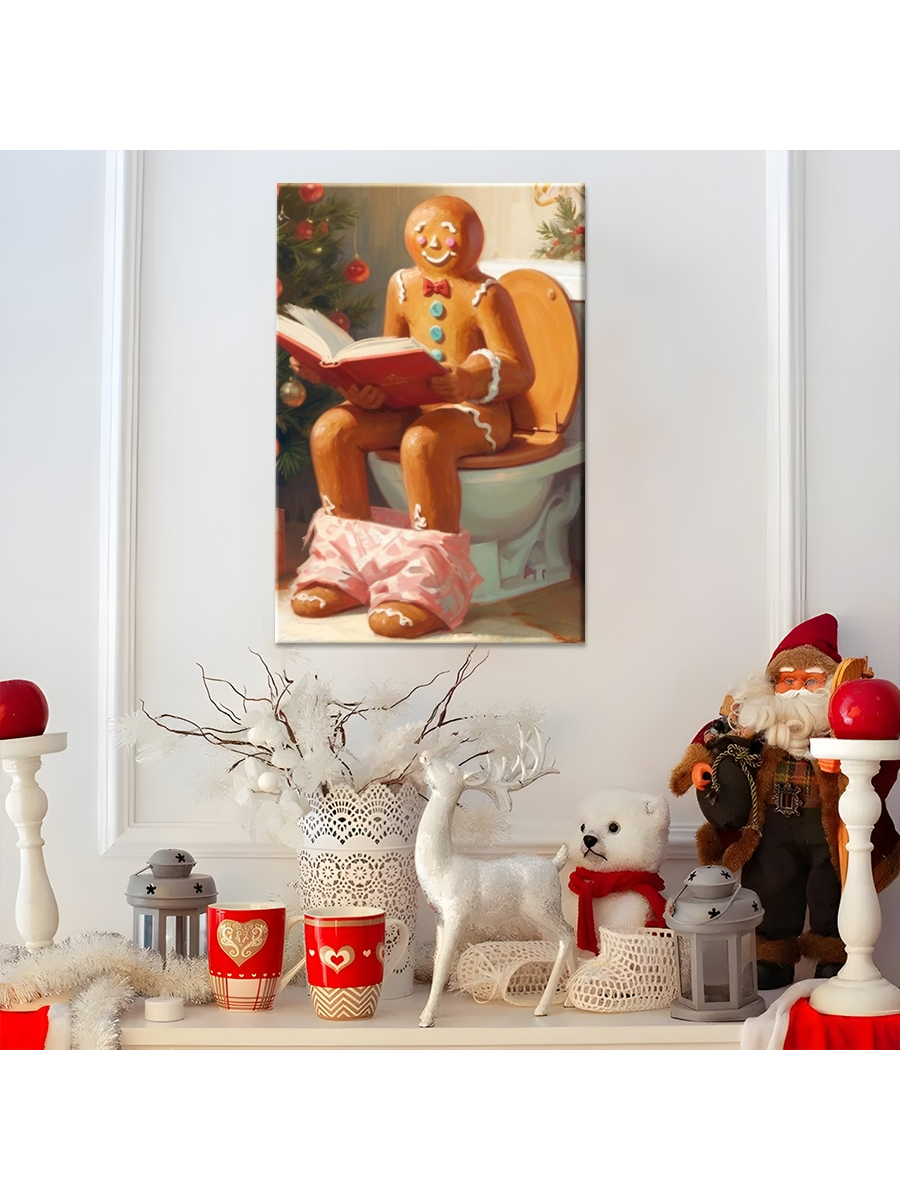 Add some festive flair to your home with our Whimsical Gingerbread Man Christmas Canvas Art. Perfect for any room, this fun holiday wall decor will surely bring a smile to your face. Made with high-quality materials, this delightful piece is a must-have for the holiday season!