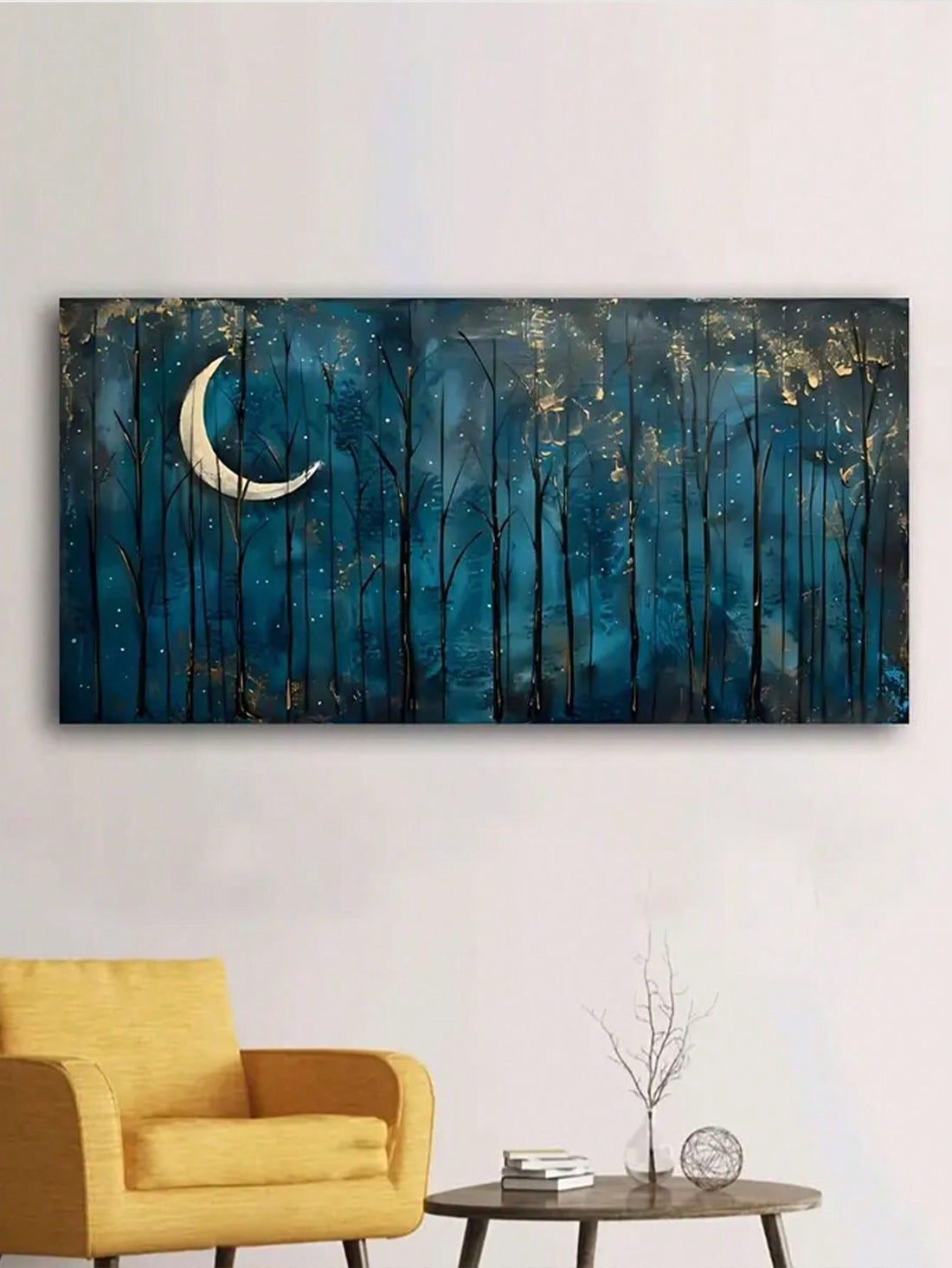 Capture the mysterious beauty of the night with this Moody Dark Night Forest Canvas Art. Featuring an enchanting blue sky illuminated by a glowing moon, this piece adds depth and tranquility to any room. Perfect for home decor enthusiasts and those seeking unique gifts, it brings a serene yet dramatic atmosphere that complements various interior styles. Crafted with attention to detail, this canvas art transforms your space into a captivating nocturnal retreat.