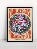 Disco ball wall art close product view with red orange retro typography and groove text