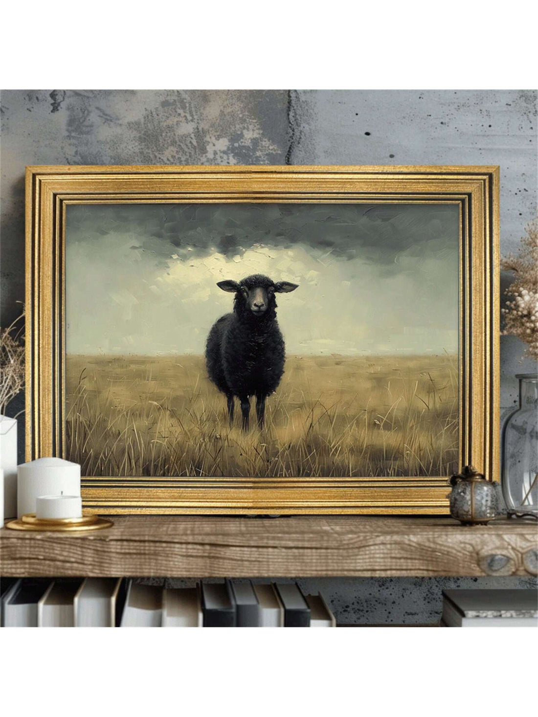 Add a touch of rustic elegance to your living space with this Charming Vintage Black Sheep Wall Art. Crafted to complement farmhouse-style interiors, this piece features a classic black sheep design that brings warmth and character to any room. Ideal for living rooms, kitchens, or cozy nooks, it enhances your décor with timeless charm while reflecting a love for countryside aesthetics. Durable and thoughtfully designed, this art piece is an expert choice for those seeking authentic vintage farmhouse ambianc