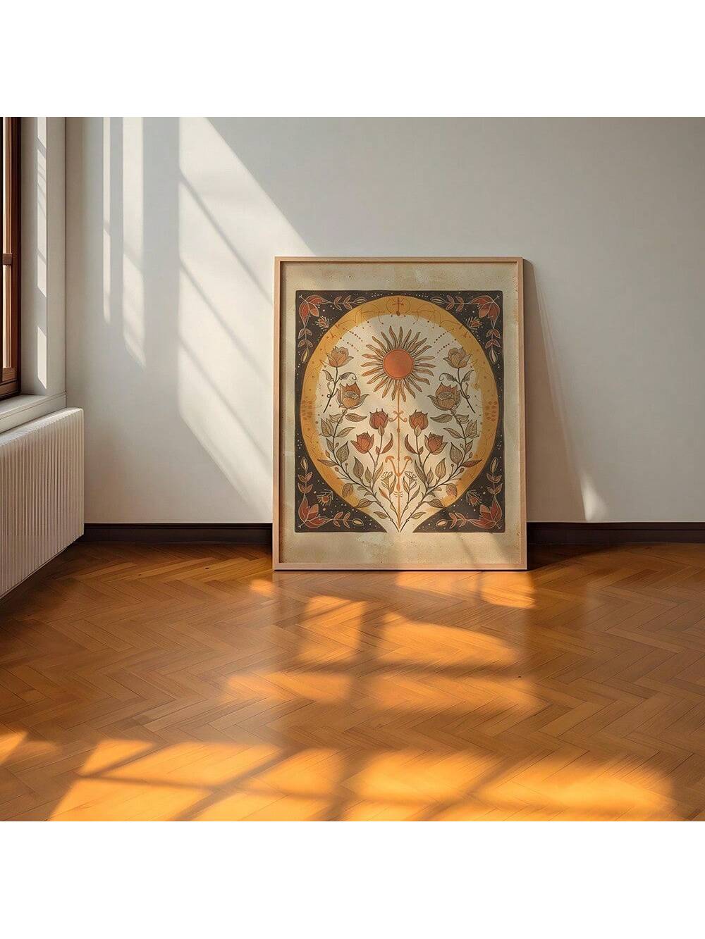 Elevate your boho-inspired interiors with the Vintage Orange Sun Rose Canvas Art. Featuring a mystical floral design in warm orange hues, this canvas piece brings a vibrant yet serene atmosphere to living spaces. Its timeless aesthetic complements eclectic decor while adding a sophisticated focal point that enhances any room’s ambiance. Crafted for durability and visual impact, this art piece seamlessly blends vintage charm with contemporary bohemian style.