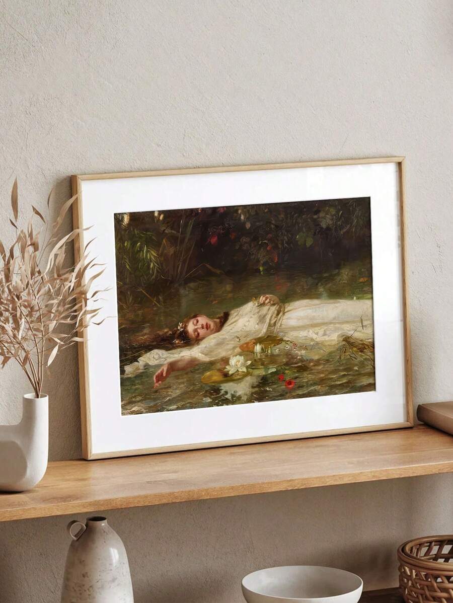 Immerse yourself in Victorian Gothic elegance with this stunning Ophelia Art Print. This frameless canvas wall decor features intricate mystical imagery inspired by classic literature and dark romanticism. Perfect for creating an atmospheric focal point in your living room, bedroom, home office, or any space craving sophisticated character. The rich multicolor palette brings depth and drama to your walls while the chemical fiber canvas ensures lasting quality. Whether you're decorating for a special occasio