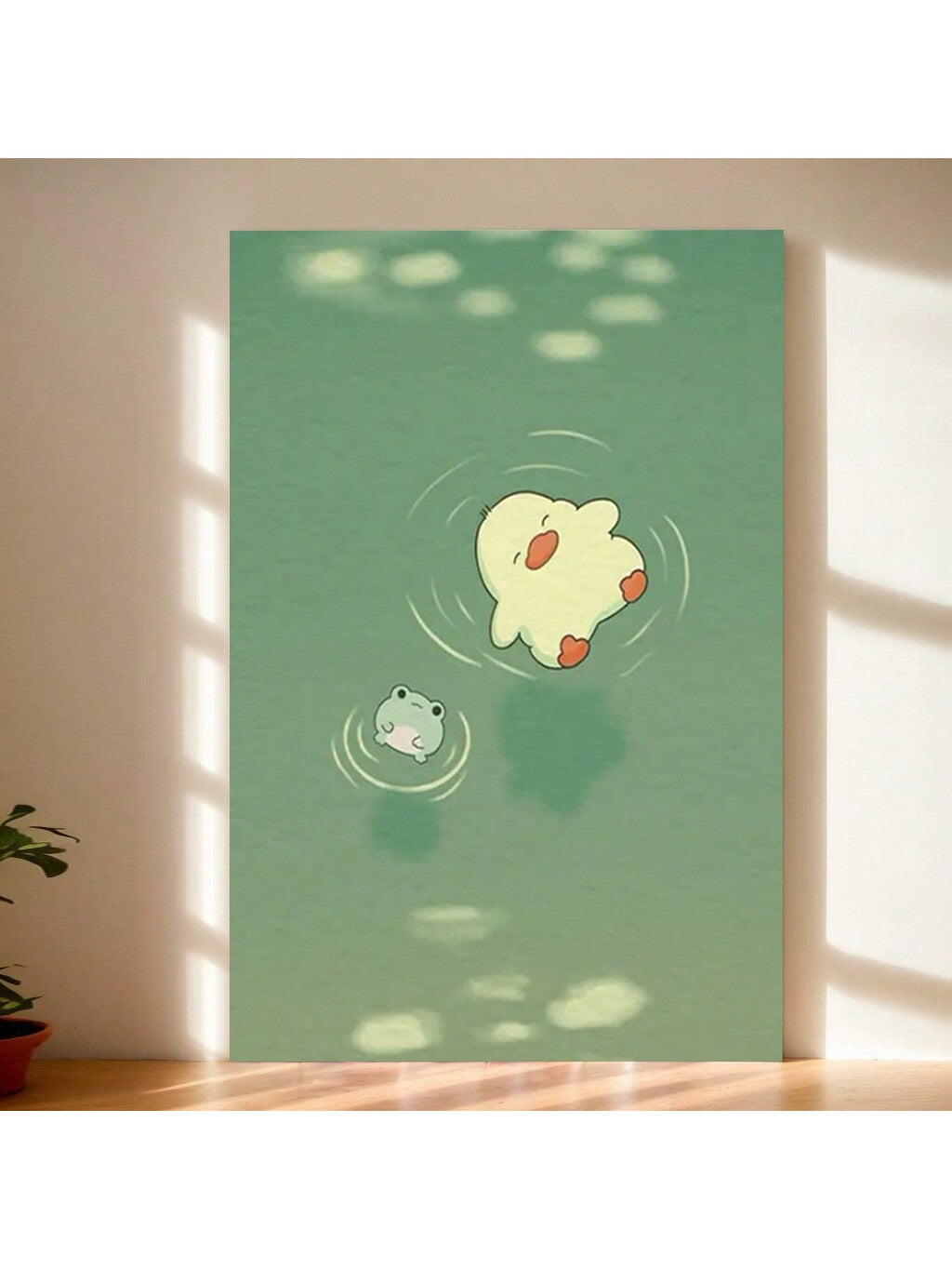 Introduce a playful touch to your space with Whimsical Duck Delight. This cute cartoon canvas wall art is perfect for adding a fun and lighthearted atmosphere to any room. Get lost in the whimsical world of this delightful piece, perfect for playrooms, nurseries, or any space that needs a touch of joy.