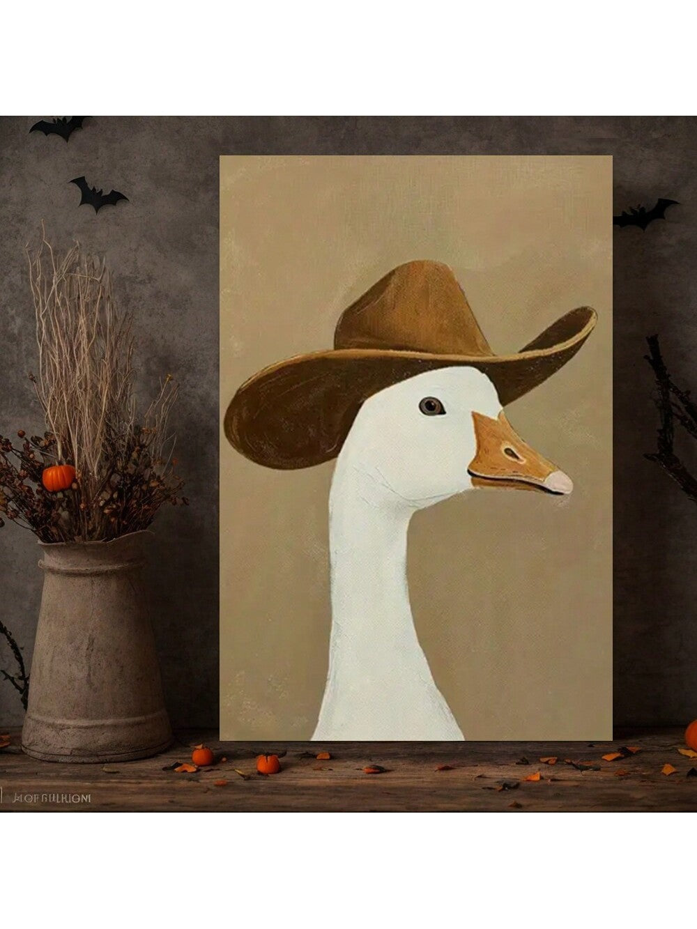 Silly Cowboy Goose Canvas Poster - Whimsical Western Wall Art for Any Room