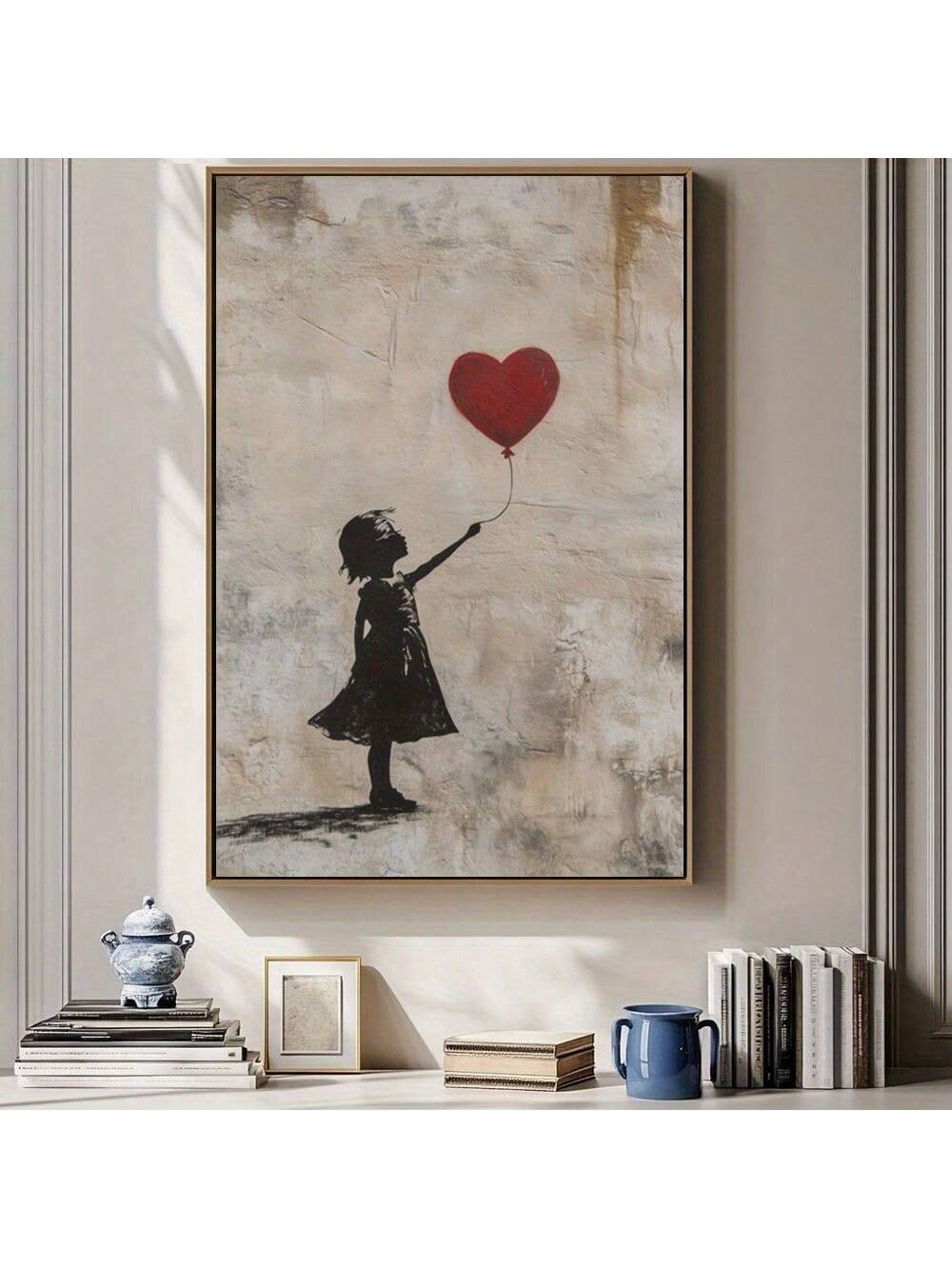 This frameless canvas art features a little girl with a red balloon, adding whimsy and charm to any room. Made with high quality materials, this piece is sure to be a durable and beautiful addition to your home decor.