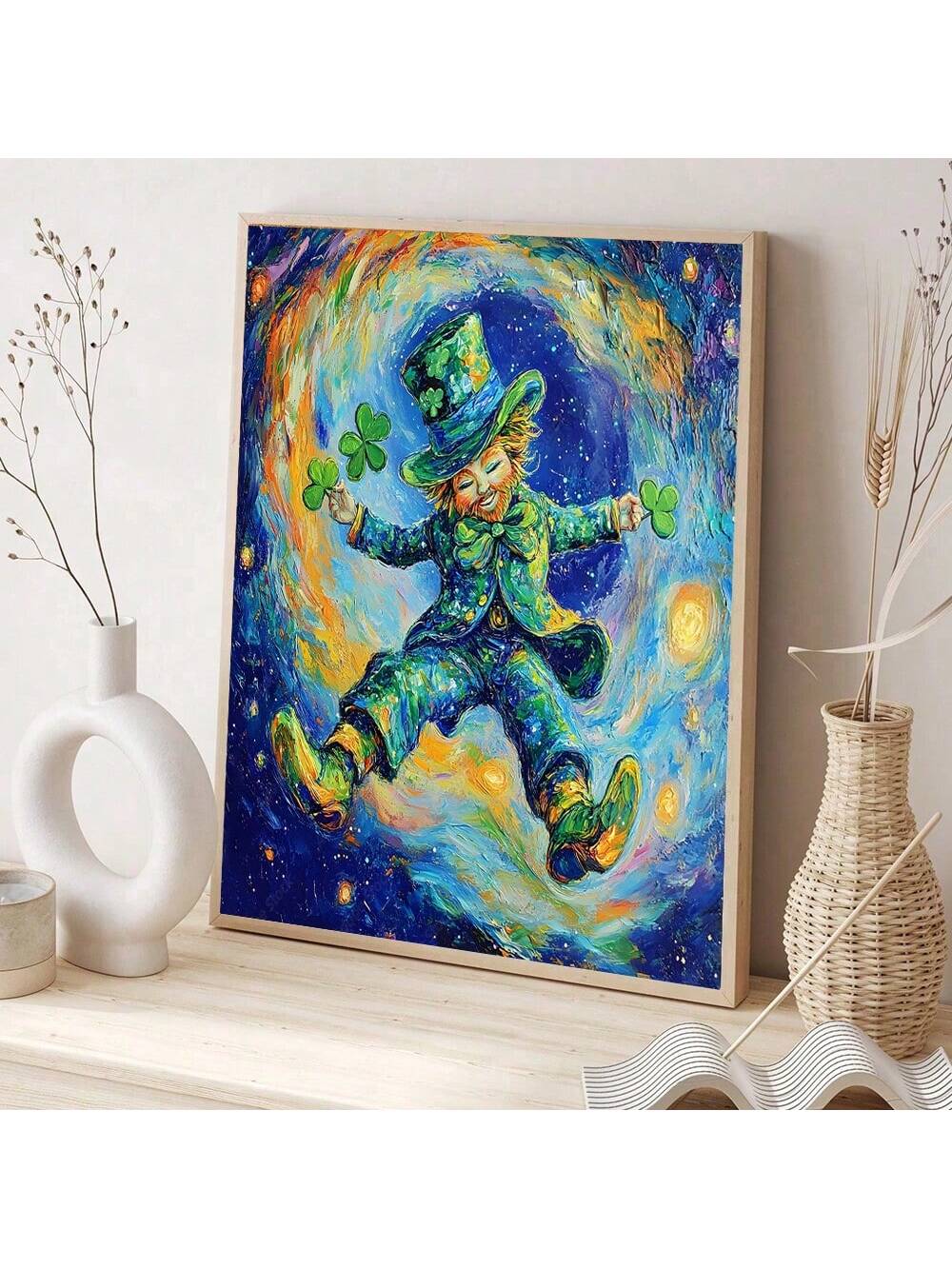 This charming canvas art captures the festive spirit of St. Patrick's Day with a vintage leprechaun design. Hang it on your wall as a delightful decoration or give it as a unique gift. Made with quality materials, it's the perfect addition to any home's holiday decor.