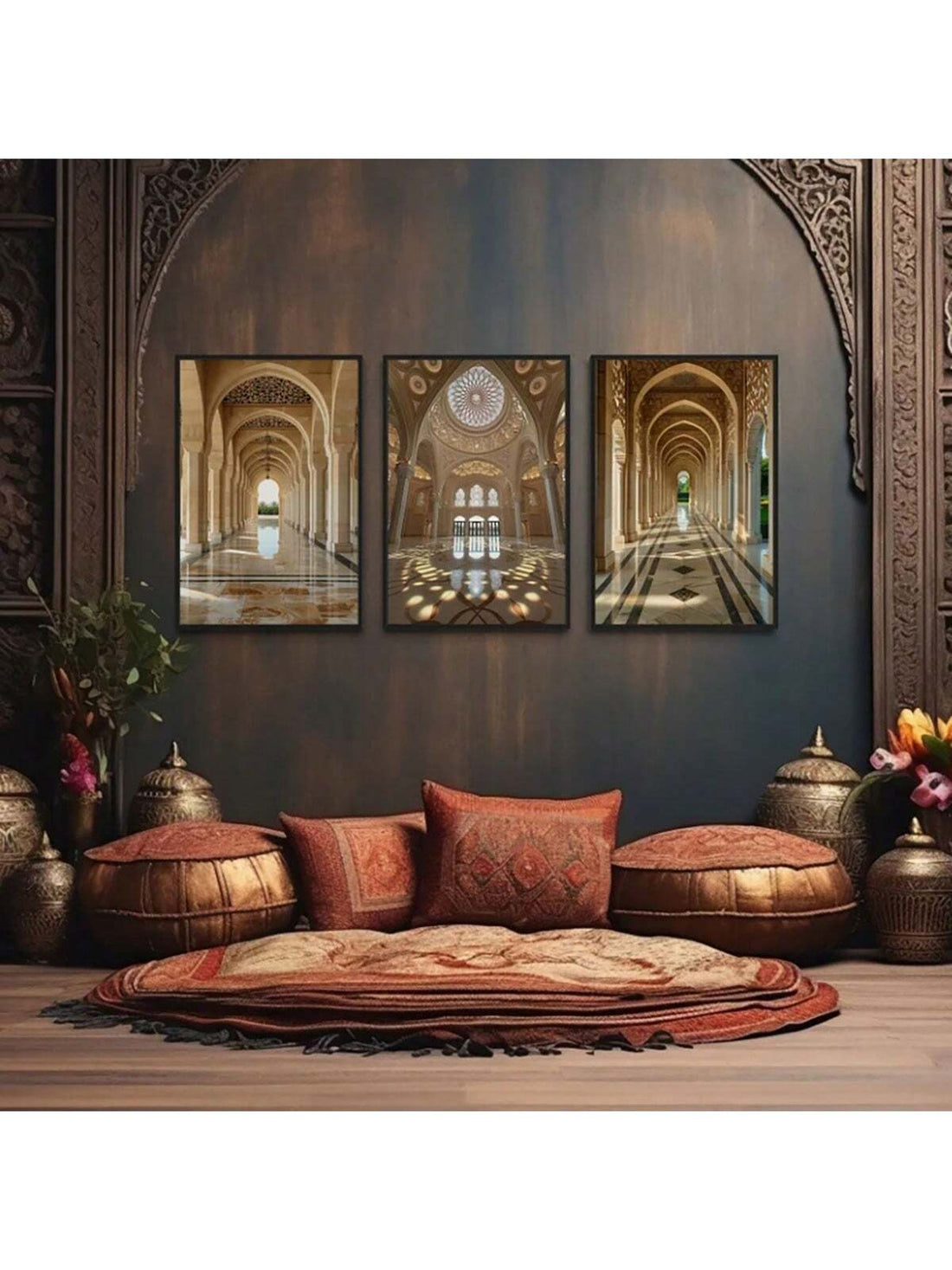 Elevate your living space with this Modern Islamic Wall Art Set, featuring three canvas prints that showcase neutral-toned architectural designs. Each piece reflects refined Islamic artistry, blending tradition with contemporary style to create a sophisticated ambiance. Perfect for adding subtle elegance and cultural depth to any room, these prints offer a timeless aesthetic that complements a variety of interior decors. Crafted for durability and visual impact, this set is an expert choice for those seekin