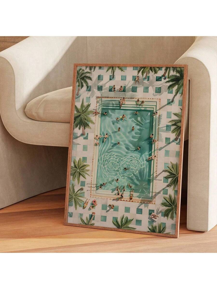 Capture the serene charm of summers past with this unframed watercolor canvas art featuring a vintage pool landscape. Its subtle color palette and delicate brushwork evoke a timeless, nostalgic ambiance perfect for enhancing living rooms and bedrooms. This piece offers a refined way to bring a tranquil, retro aesthetic into your space without overpowering existing décor. Ideal for those seeking art that complements both modern and classic interiors with understated elegance.
