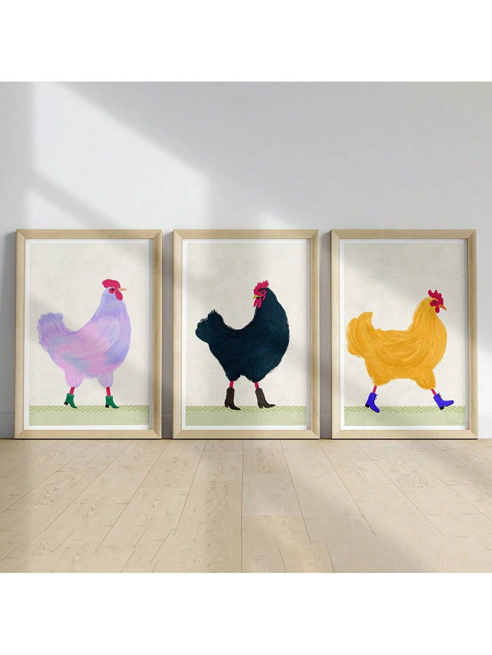 Add some quirky charm to your walls with our Yellow Chicken in Blue Boots Poster. This fun animal art will liven up any room and add aesthetic appeal to your wall decor. The perfect addition for animal lovers, this poster is sure to bring a smile to your face.