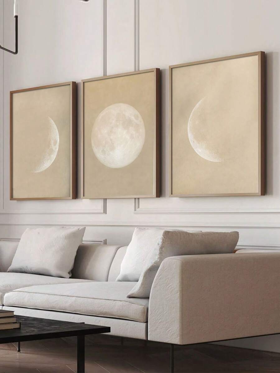 2pcs Set Bohemian Style Sun Moon Minimalist Olive Green Starry Sky Canvas Poster 
