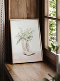 Watercolor western canvas decor with country flowers