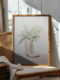 Cowboy boots floral wall art for a farmhouse room