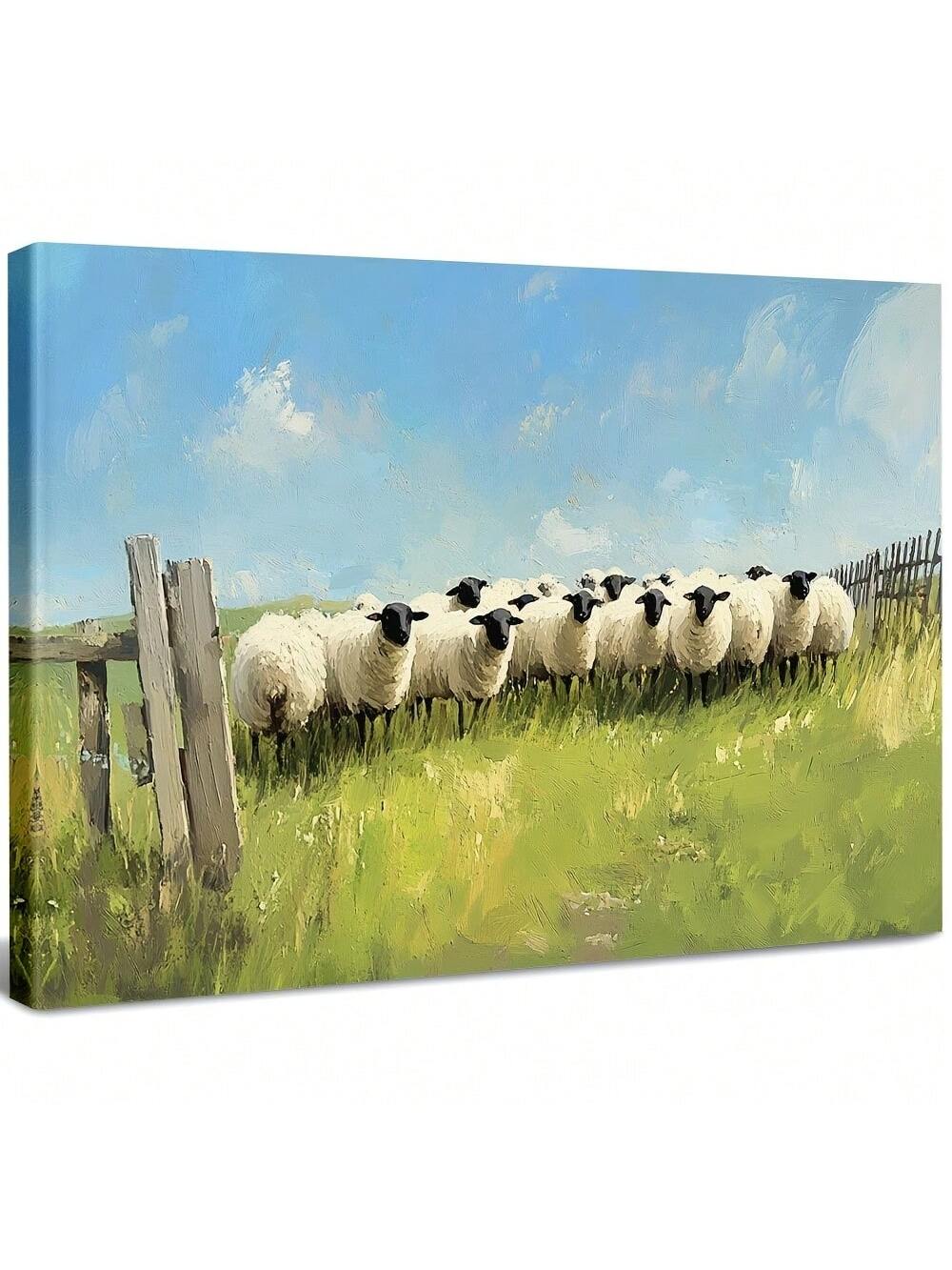 Invigorate any space with the calming presence of Serene Sheep in Sunshine. This large framed canvas wall art is perfect for creating a relaxed atmosphere in any room. Expertly crafted with high-quality materials, it combines serene imagery with a professional touch to bring a sense of tranquility to your home.