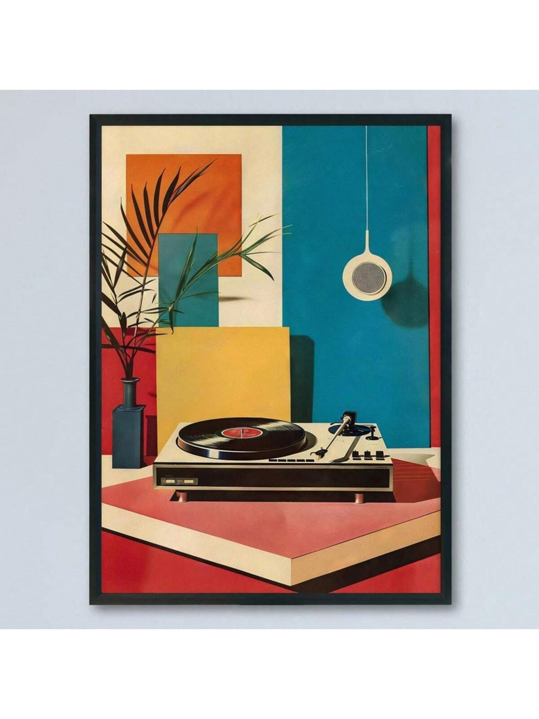 Elevate your home decor with this Mid-Century Modern Vinyl Record Player Art Print. Its retro design adds a touch of nostalgia to any room, while the high-quality canvas brings a sense of elegance. Perfect for music lovers and vintage enthusiasts, this poster is a must-have for any stylish home.