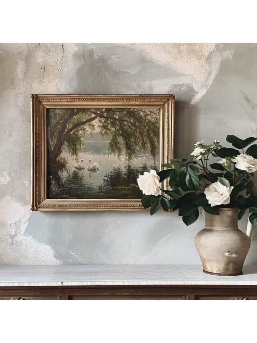 Transform your space with this stunning Swan Lake Tree Rustic Landscape Poster, a vintage-inspired canvas print that brings timeless elegance to any room. Featuring a moody, atmospheric design with natural earth tones, this piece perfectly complements farmhouse, academia, and eclectic interiors. The serene landscape imagery creates a calming focal point ideal for living rooms, bedrooms, home offices, and dining areas. Crafted on quality chemical fiber canvas, this multicolor artwork adds depth and character
