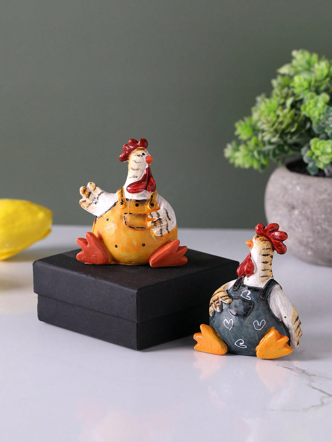 Unleash the festive spirit in your home with our charming resin Easter chicken figurine. Perfect for home decor or gifting, this adorable piece adds a touch of whimsy and joy to any Easter celebration. Made with high quality resin, it's durable and long-lasting.